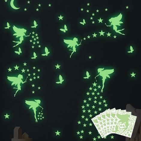 Stickers muraux phosphorescents étoiles et planètes pour chambre d'enfant fille - ZHUODIKE (1/4)
