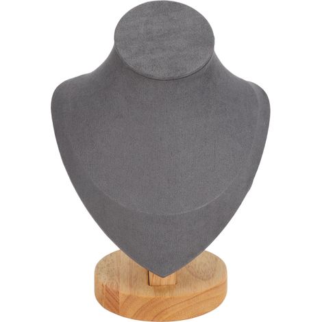 Log Flannel PU Leather Gray Necklace Stand Support pour Présentoir de Bijoux en Magasin (1/5)