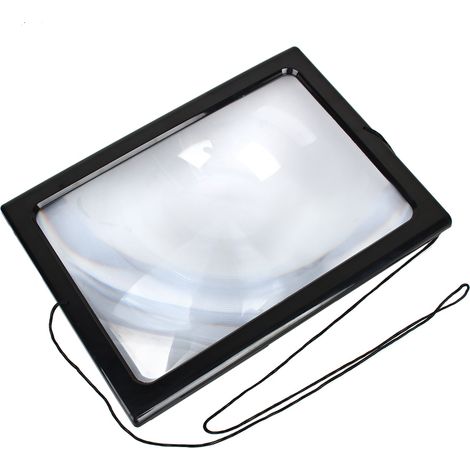 Large A4 Page Hands Free 3x Magnifying Glass W/ Light LED Magnifier Reading Gdel