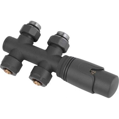 Kit Raccordement Central Thermostatique Radiateurs 50mm 5 Niveaux Réglables 10 Bar Anthracite (1/3)