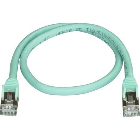 0.5M CAT6A PATCH CABLE - AQUA CAT 6A NETWORK CABLE - STP