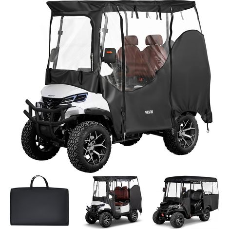 VEVOR Funda para Carrito de Golf 600D para 2/2+2 Plaza, Cubierta Impermeable 1,83 m con Revestimiento de PVC, Puertas Enrollables, Ganchos Antiviento, Ventana Frontal Compatible con Honda EZGO Yamaha (1/5)