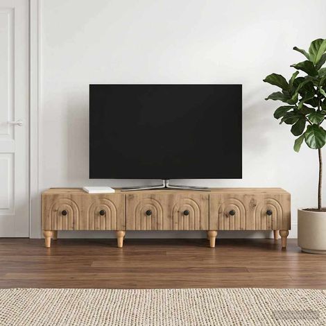 Beyamis Meuble TV 147 x 34,5 x 30 cm en chêne massif contrecollé. (1/5)