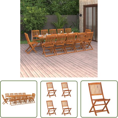 The Living Store 13-tlg. Garten-Essgruppe 280x90x75 cm Massivholz Akazie - Gartenmöbel - Essgruppe - Outdoor Möbel - Holztisch - Gartentisch (1/5)