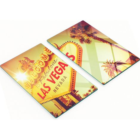 Planches à découper décoratives en verre pour la cuisine, motif néon Las Vegas, 2 x 30 x 52 cm (1/5)