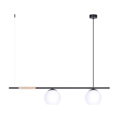 Suspension Kaja Tambo bohème verre noir/blanc 2xE27 97cm