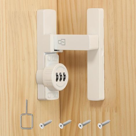 90 Degree Mechanical Tilting Barn Door Lock without Key 3 Digits for Sliding Doors Windows Cabinets White (1/5)