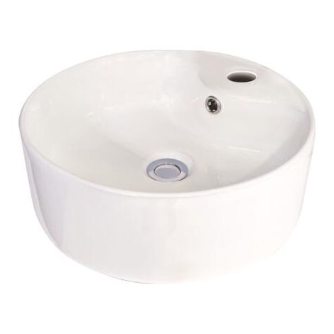 ONDEE - Lavabo redondo borde recto a colocar PAT - Blanco - 40cm - Cerámica - con rebosadero