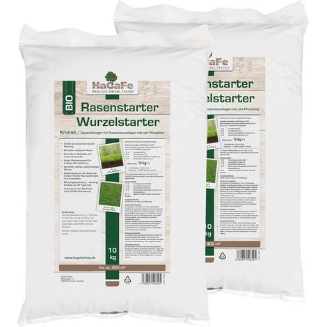 HaGaFe Bio TURBO Rasenstarter Wurzelstarter Rasendünger Dünger mit viel Phosphat 20kg (2 x 10 kg) (1/5)