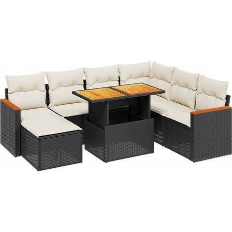 vidaXL Set Divani da Giardino con Cuscini 8 pz Nero in Polyrattan (1/4)