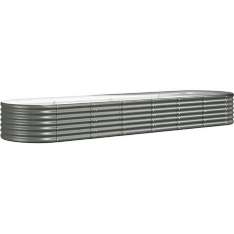 Vassoio per fioriera aiuola rialzata piante fiori terrazza giardino giardino acciaio verniciato a polvere 296 x 80 x 36 cm grigio 020039622