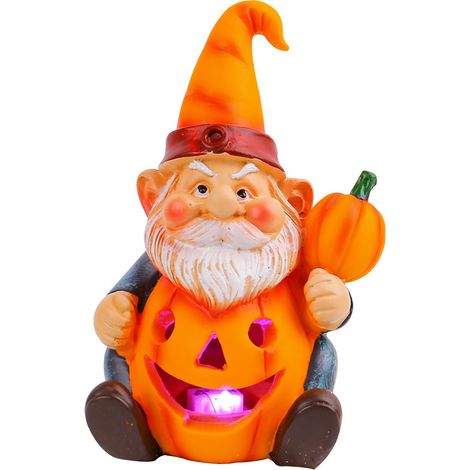 Décoration de jardin Nain Halloween Résine Figurine lumineuse avec citrouille Original Extérieur (1/5)