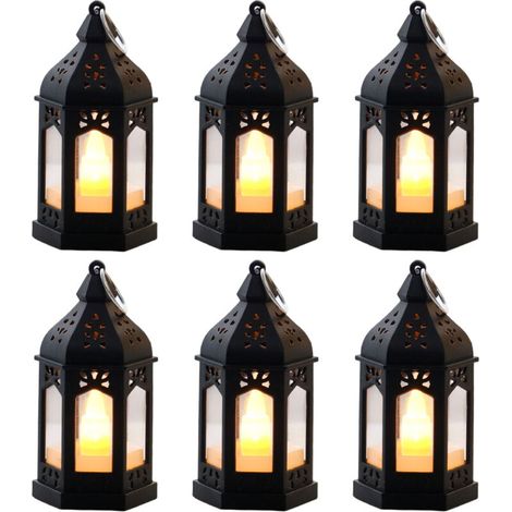 Lot de 6 lampes à pétrole LED rétro – Lampes de table vintage, lumière chaude, sûres et économes en énergie, éclairage d'ambiance pour le Ramadan, les fêtes et la décoration intérieure