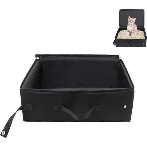 Bac à Litière de Voyage pour Chat,Boîte à Litière Pliable pour Chat, Bac à Litière pour Chat Étanche Pliable,avec Couvercle (1/4)