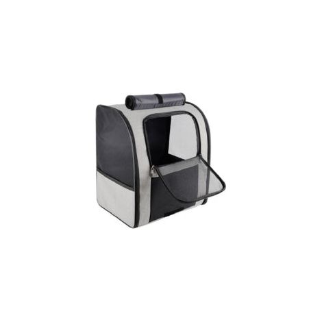 Sac à dos de transport pour animaux avec fenêtre en filet, gris - Petite taille (max 5 kg) (1/5)