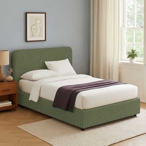 Letto Singolo Slough, Sfoderabile, Contenitore Made in Italy, Verde (1/5)