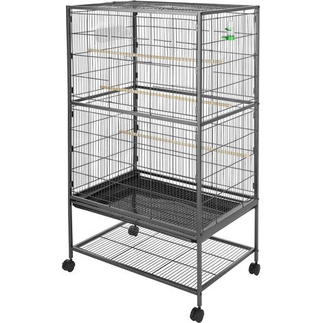 Vogelkäfig Vogelvoliere Vogelhaus Grau XXL Voliere Käfig Zuchtkäfig Tierkäfig Vogelheim Papageienkäfig Wellensittichkäfig (1/5)