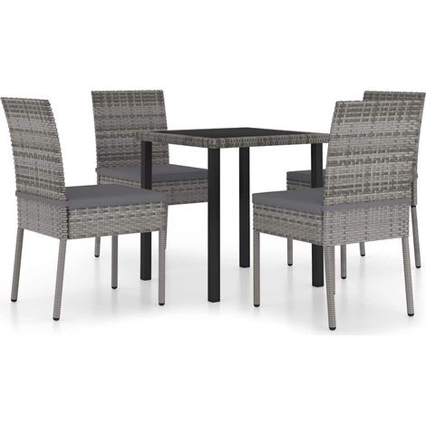 Maison Exclusive - 5-tlg. Garten-Essgruppe Poly Rattan Grau (1/5)