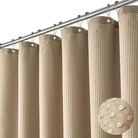 Rideau de douche anti-moisissure - Kaki - Imperméable - Facile à installer - Polyester - Avec crochet - 180 x 180 cm (1/5)