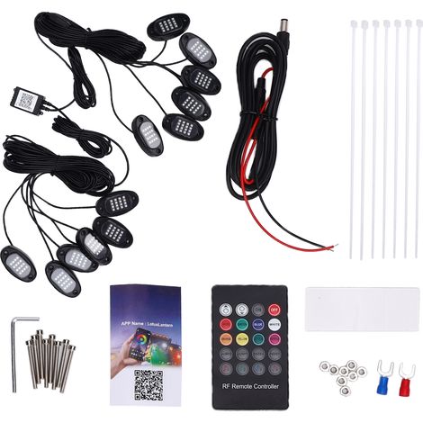 Kit lumières LED RVB, application BT et télécommande voiture mode musique, 16M couleurs, néon camion SUV (1/5)