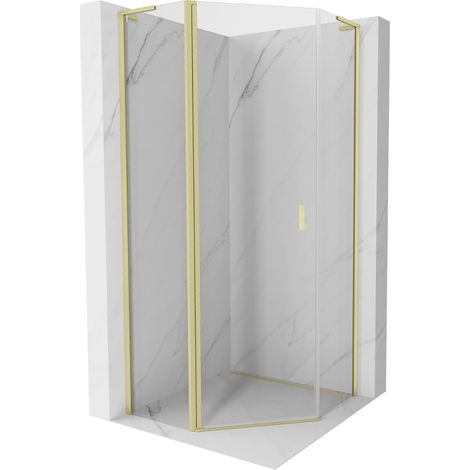 Cabine de douche pentagonale pivotante Mexen Mist L 100 x 100 cm, transparent, or brossé - 8A8L-100-100-55-00 (1/5)