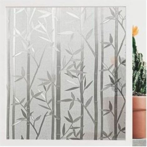 Window film, electrostatic film, non-stick, opaque, UV protection, suitable for kitchen, office, bedroom decoration, bamboo pattern 40 x 200 cm