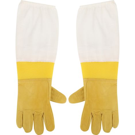 Gants d'apiculteur respirants anti-abeilles et anti-piqûres, manches longues, poignets élastiques avec maille, outil de protection, taille XL. (1/5)