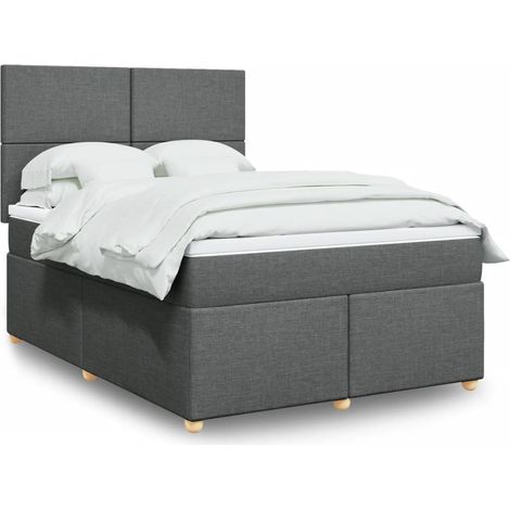 Boxspringbett mit Matratze Dunkelgrau 140x190 cm Stoff