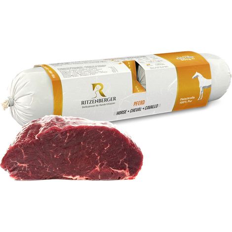 Viande de cheval Doubles rouleaux (2 x 400 g) Viande pure Nourriture humide pour chiens et chats Ritzenberger