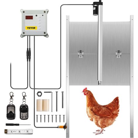 Porte automatique poulailler minuteur capteur lumiere 12V 66W infrarouge kit ouverture 2 telecommandes electrique (1/5)