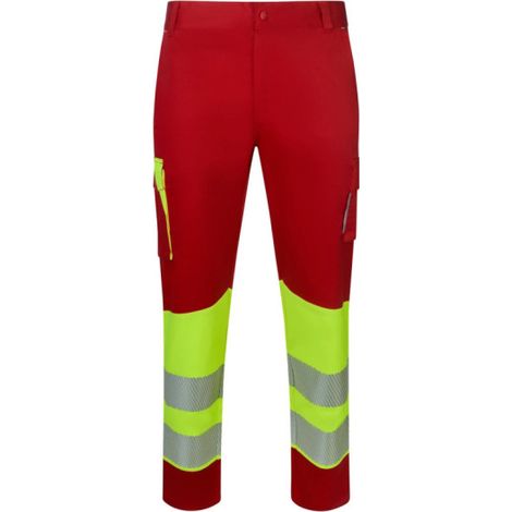 Pantalón stretch reciclado bicolor cinta segmentada VELILLA 303032S XL Rojo / Amarillo flúor (1/4)