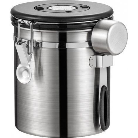 Contenitore per caffè in acciaio inox da 1,2 litri con valvola di sfiato per CO2, adatto per 500 g di chicchi di caffè, tè e zucchero. (1/5)