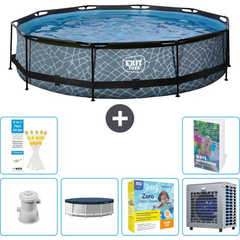 Exit Pool Rund - Steinoptik - 360x76 cm - 7-teilig  S258 (1/5)