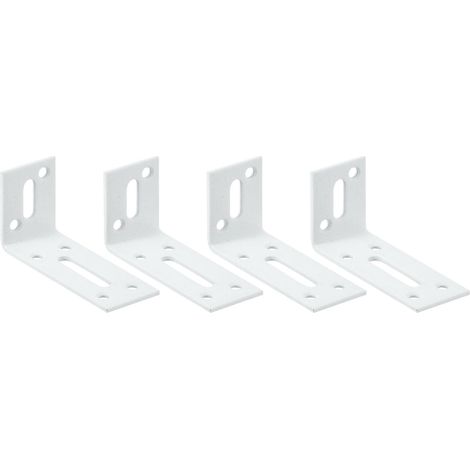 Lot de 4 équerres d'angle réglables en L - 80 x 40 x 30 mm - En acier laminé à froid - Angle de 90 degrés - Pour réparation de meubles - Blanc (1/5)