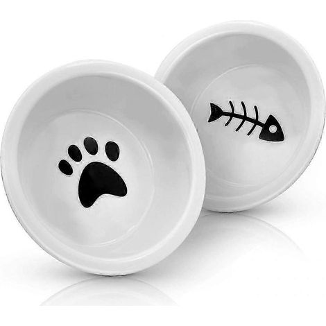 Lot de 2 gamelles de rechange en céramique pour chat, bord incliné ergonomique, compatibles lave-vaisselle, sans plomb, compatibles avec les stations d'alimentation en bambou (1/5)