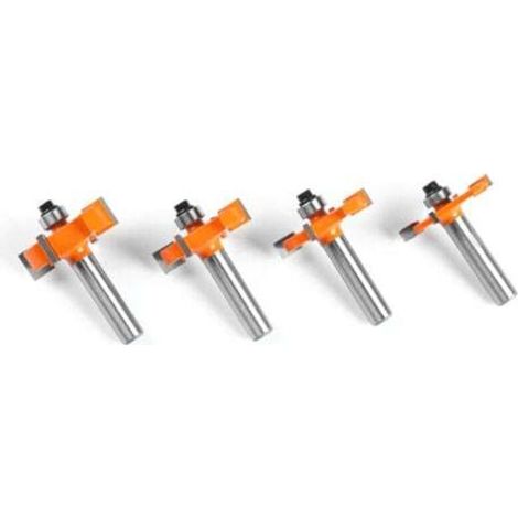 4pcs 8mm 4-Blade T-Shape Wood Router Bit Set, Groove Cutter, Woodworking Tool, Orange. Blade Heights: 4mm, 6mm, 8mm, 10mm