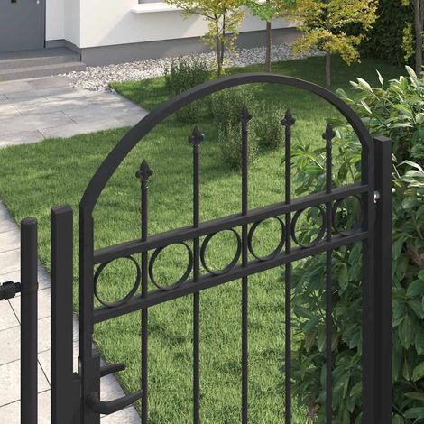 Portail de jardin,Portail de clôture,Portillon de jardin avec dessus arqué Acier 100x250 cm Noir CFW58070 (1/5)