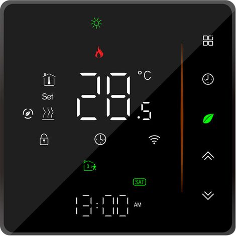 Smart WiFi Thermostat Temperature Controller, Weekly Programmable, Mobile App/Voice Control, Compatible with Alexa/Google Home, Black, for Electric Underfloor Heating, 16A (1/5)