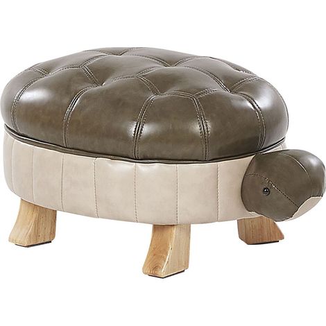 Animal Stool TURTLE Faux Leather Dark Green