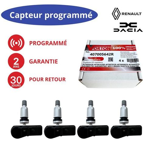 4 sensori TPMS programmati 433 MHz per Dacia / Smart / Renault – Dokker Duster Lodgy Logan Sandero Forfour