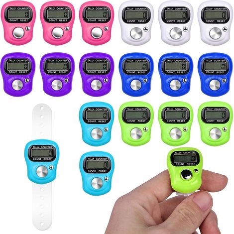 Lot de 18 compteurs de doigts électroniques - Compteur manuel - Compteur de ligne - Compteur de doigts électronique - Compteur manuel mécanique - Pour tricot, tissage, sport, golf (1/5)