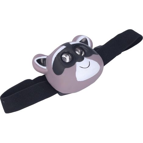 Lampe Frontale pour Enfants avec Conception de Raton Laveur 2 Modes d'éclairage Polyvalent Portable et Légers Phares à LED en Plastique alimenté par Batterie pour les Enfants