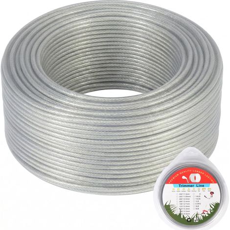Fil de coupe en fil d'acier 2,4 mm x 60 M – Bobine pour débroussailleuse et coupe-bordure, accessoire éliminer les mauvaises herbes l'herbe dans le jardin m - (1/5)