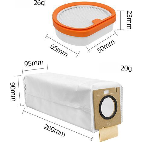 Suitable for Uwant vacuum cleaner accessories, compatible with V300/V400/V500/VC2403 filters and HEPA dust bags (1 filter + 1 dust bag). (1/4)