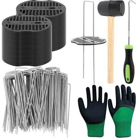 Lot De 100 Piquets De Protection Contre Les Mauvaises Herbes, 150 Mm, 100 Rondelles Tampons, Piquets Métalliques En Forme De[RD171] (1/5)