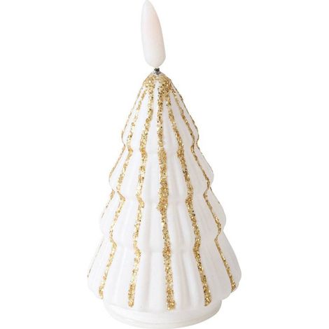 Weihnachtsbaumförmige Kerze mit künstlicher Flamme TORIS, 12 cm