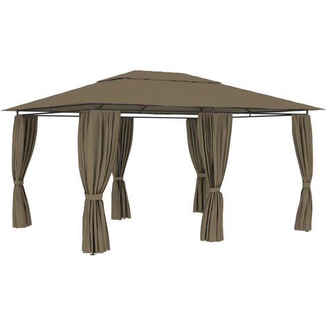 Chapiteau de jardin,Pavillon de Jardin,Tonnelle de jardin avec rideaux 4x3 m Taupe 180 g/m² XZZ51517 (1/5)
