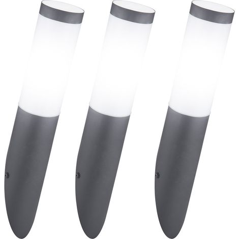 3er Set Außen Wand Leuchte Fassaden EDELSTAHL Fackel Garten Lampe anthrazit im Set inkl. LED Leuchtmittel