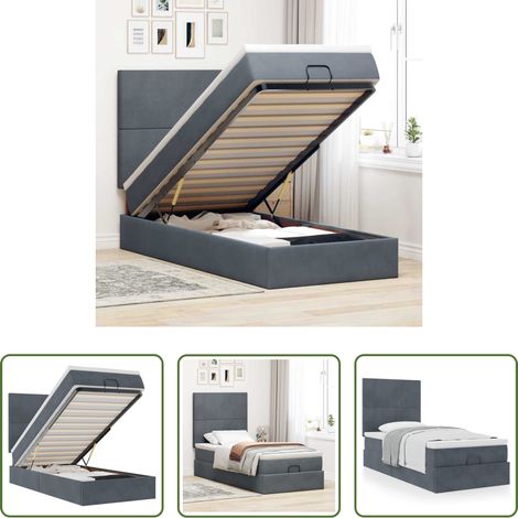 Matratze - Ottoman-Bett mit Matratzen Dunkelgrau 100x200 cm Samt (1/5)