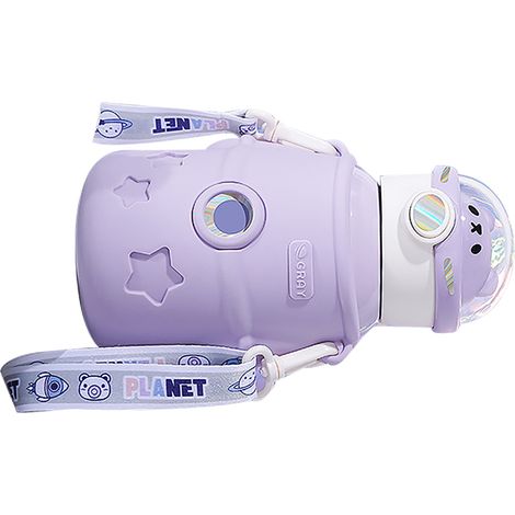 Mug isotherme en acier inoxydable 500 ml avec couvercle et paille, pour enfants, couleur violette. (1/5)